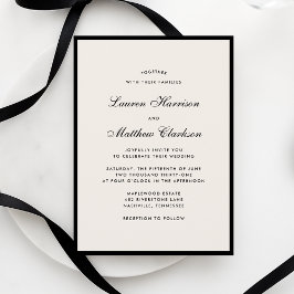 Schwarze Umrandung Elfenbein Moderne Hochzeitseinl Einladung