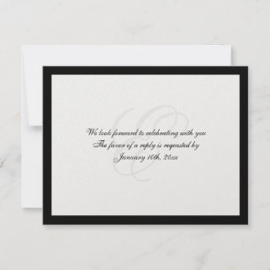 Schwarze Umrandung Schimmer traditionelle Hochzeit RSVP Karte