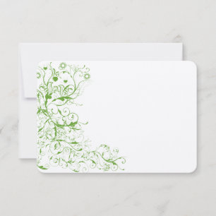 Schwarze und apfelgrüne Liebesvogelschwirbel RSVP Karte