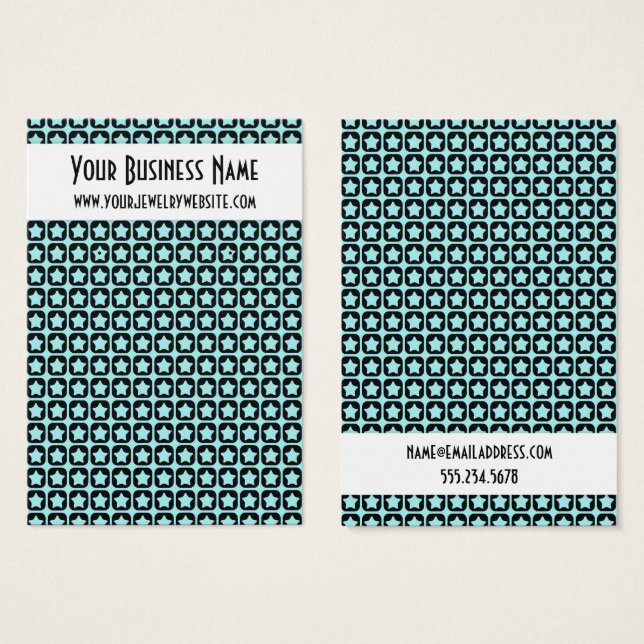 Schwarze und Aqua-Sterne-Muster bei Werbekarten (Vorne & Hinten)