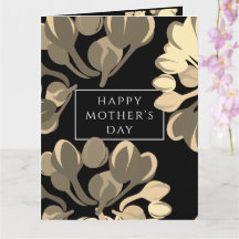Schwarze und beige Blumen-Muttertags-Grußkarte