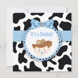 Schwarze und blaue Cowboy-Baby-Party für einen Jun Einladung