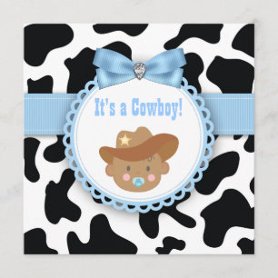Schwarze und blaue Cowboy-Baby-Party für einen Jun Einladung