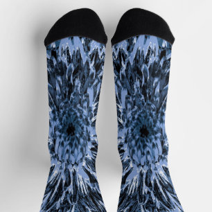 Schwarze und blaue Dahlienblume Socken