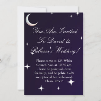 Schwarze und blaue Gradienten-Nacht-Hochzeitseinla Einladung