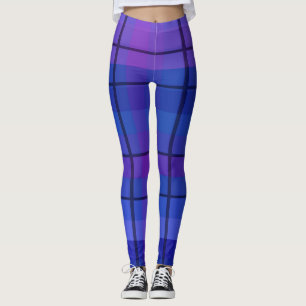 Schwarze und blaue karierte Leggings
