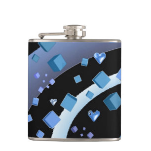 Schwarze und blaue Kuben und Herz Flachmann