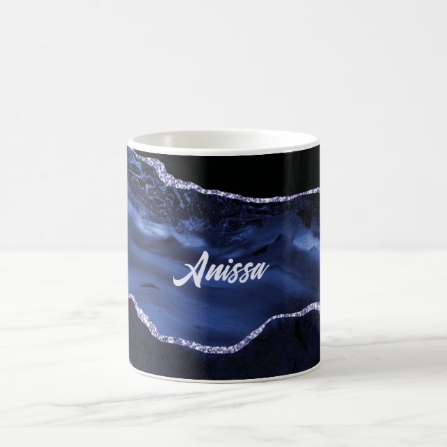 Schwarze und blaue Marmorierung Kaffeetasse (Mittel)