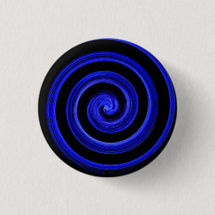 Schwarze und blaue Spirale Button