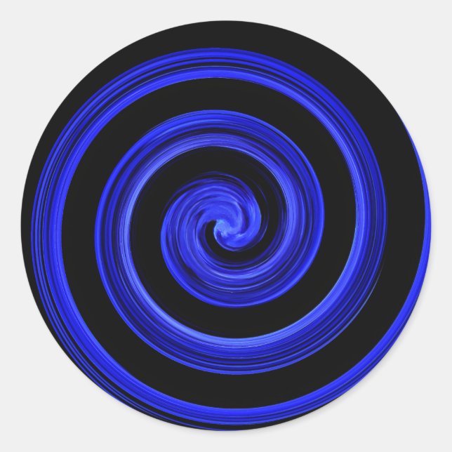 Schwarze und blaue Spirale Runder Aufkleber (Vorderseite)