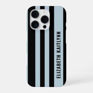 Schwarze und blaue Streifenmuster Personalisiert iPhone 16 Pro Hülle