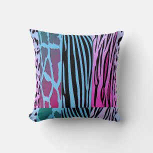 Schwarze und blaue Tierdruck-Zebra-Streifen-Kissen Kissen