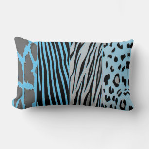 Schwarze und blaue Tierdruck-Zebra-Streifen-Kissen Lendenkissen