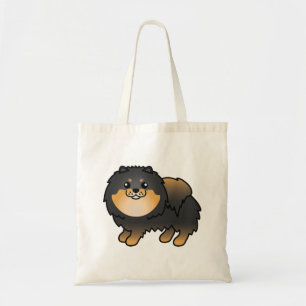 Schwarze und braune süße Cartoon-Pomeranian-Hund-Z Tragetasche