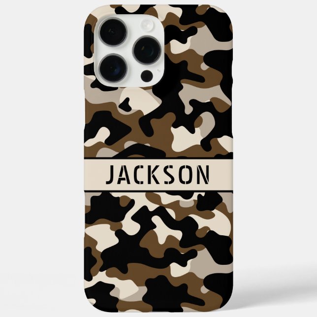 Schwarze und braune Tarnung Personalisiert Case-Mate iPhone Hülle (Rückseite)