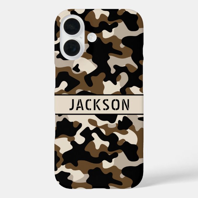 Schwarze und braune Tarnung Personalisiert Case-Mate iPhone Hülle (Rückseite)