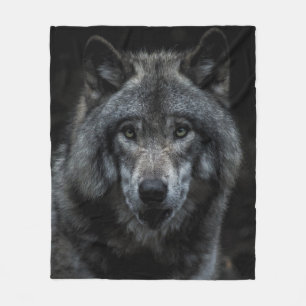 SCHWARZE UND BROWN-WOLF-MALERIE FLEECEDECKE