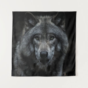 SCHWARZE UND BROWN-WOLF-MALERIE WANDTEPPICH
