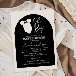 Schwarze und cremefarbene Babyparty für einen Jung Einladung
