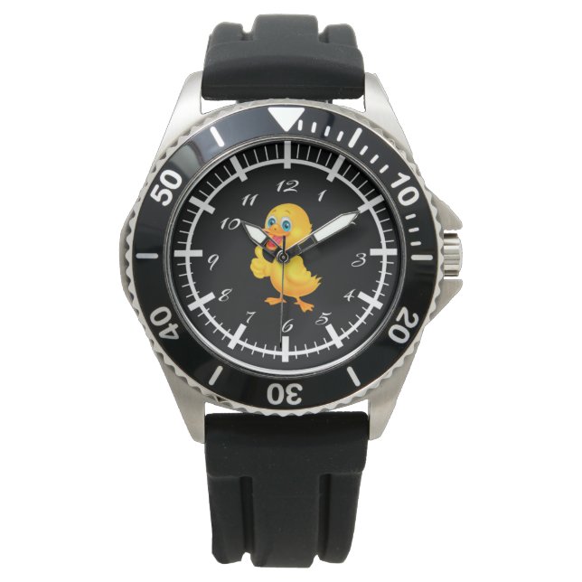 Schwarze und Enten-Uhr für Männer Armbanduhr (Vorderseite)
