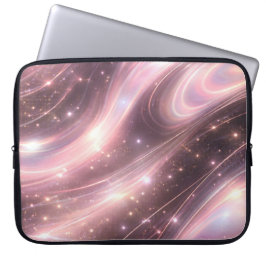 Schwarze und gedämpfte Rosé-Raum-Muster AI-Kunst Laptopschutzhülle