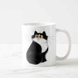 Schwarze und gelbe Augenkatzen-Tasse Kaffeetasse