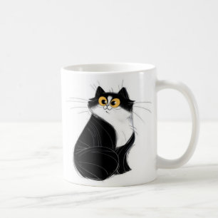 Schwarze und gelbe Augenkatzen-Tasse Kaffeetasse