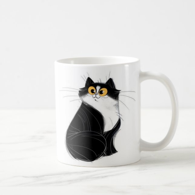 Schwarze und gelbe Augenkatzen-Tasse Kaffeetasse (Rechts)