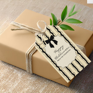 Schwarze und gelbe elegante Bogenstreifen chic cus Geschenkanhänger