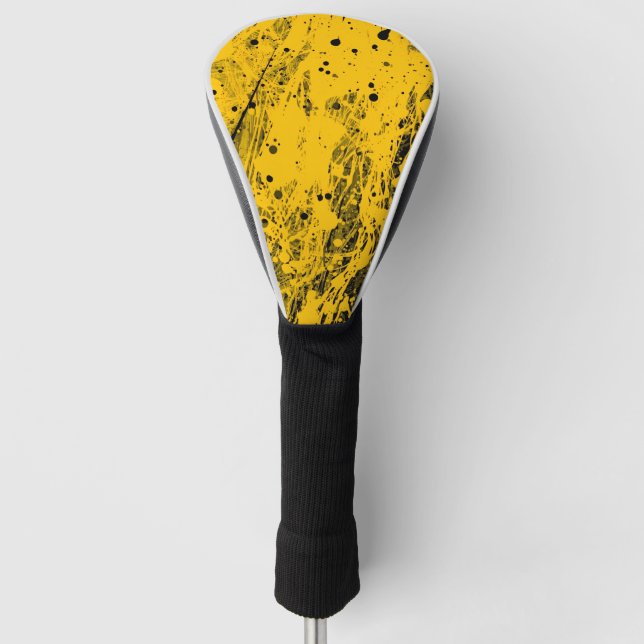 Schwarze und gelbe Farbspritzer Golf Headcover (Vorderseite)