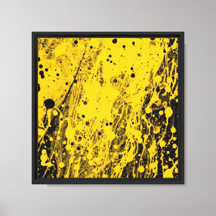 Schwarze und gelbe Farbspritzer Leinwanddruck