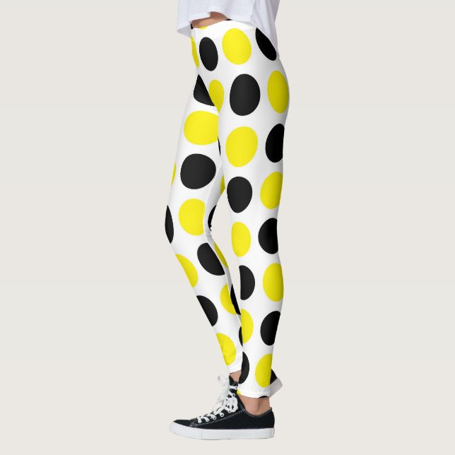 Schwarze und gelbe Polka-Punkte Leggings (Links)