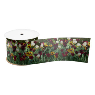 Schwarze und gelbe Tulpen Farbige Blumen Satinband