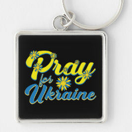 SCHWARZE UND GELBPRAK FÜR DIE UKRAINE MIT BLUME SCHLÜSSELANHÄNGER