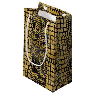 SCHWARZE UND GOLD ALLIGATOR-PATTER KLEINE GESCHENKTÜTE