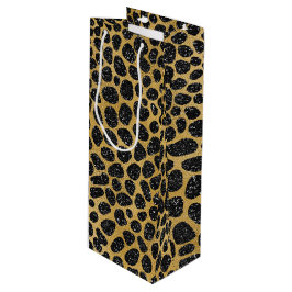 SCHWARZE UND GOLD LEOPARDSPOTS GESCHENKTÜTE FÜR WEINFLASCHEN