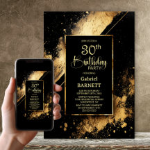 Schwarze und goldene 30. Geburtstagsfeier