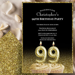 Schwarze und goldene 99. Geburtstagseinladung für  Einladung