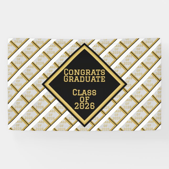 Schwarze und Goldene Abschlussfeier | 2026 Banner (Horizontal)