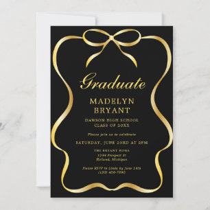 Schwarze und Goldene Abschlussfeier Grad Party Einladung