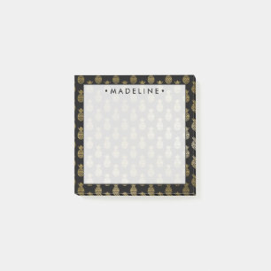 Schwarze und goldene Ananas Post-it Klebezettel