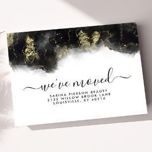 Schwarze und goldene Aquarelltinte Umzugsankündigu Ankündigungspostkarte
