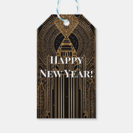 Schwarze und goldene Art Deco  Geschenkanhänger