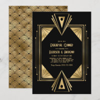 Schwarze und goldene Art Deco Gold Probe-Dinner-Ei