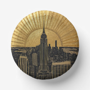 Schwarze und goldene Art Deco Papierplatten Pappteller