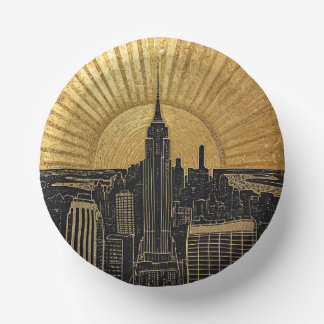 Schwarze und goldene Art Deco Papierplatten Pappteller