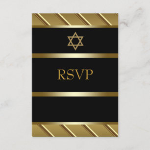 Schwarze und goldene Bar-Mizwa-RSVP RSVP Karte