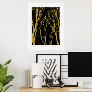 Schwarze und goldene Bäume Foliendrucke