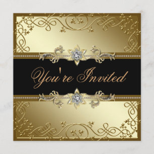 Schwarze und goldene Black-Tie-Party Einladung