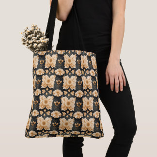 Schwarze und goldene Blumen-Tasche